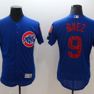 Men Chicago Cubs #9 Javier Baez Royal 2018 Spring Training Flexbase Stitched MLB Jersey