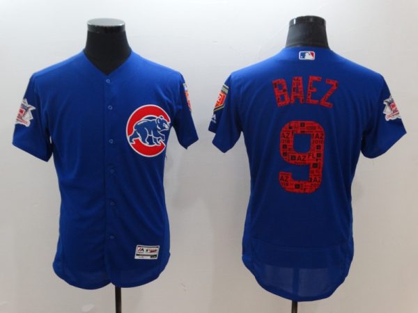 Men Chicago Cubs #9 Javier Baez Royal 2018 Spring Training Flexbase Stitched MLB Jersey