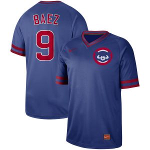 Men Chicago Cubs #9 Javier Baez Royal Cooperstown Collection Legend Stitched MLB Jersey