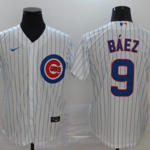 Men Chicago Cubs #9 Javier Baez White Cool Base Stitched MLB Jersey