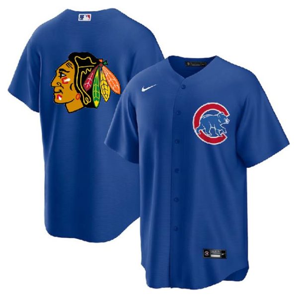 Men Chicago Cubs & Blackhawks Royal Cool Base Stitched Baseball Jersey