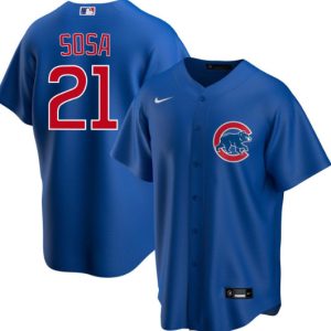 Men Chicago Cubs Blank #21 Sammy Sosa Blue Cool Base Stitched MLB Jersey