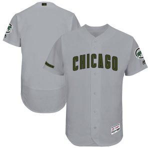 Men Chicago Cubs Majestic Gray 2017 Memorial Day Collection Flex Base Team Stitched MLB Jersey