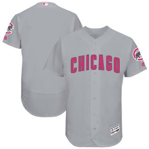 Men Chicago Cubs Majestic Gray Mother's Day Cool Base Team Stitched MLB Jersey