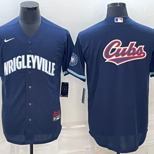 Men Chicago Cubs Navy Team Big Logo Cool Base Stitched Jersey