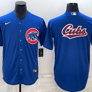 Men Chicago Cubs Royal Team Big Logo Cool Base Stitched Jersey