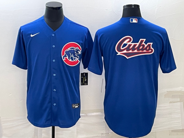 Men Chicago Cubs Royal Team Big Logo Cool Base Stitched Jersey