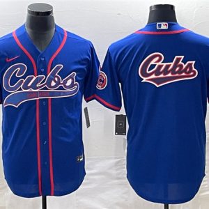 Men Chicago Cubs Royal Team Big Logo Cool Base Stitched Jersey