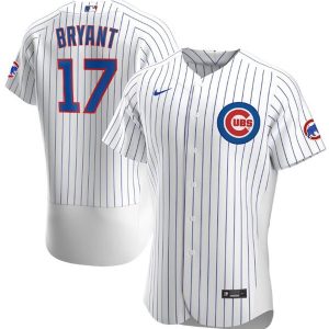 Men Chicago Cubs White #17 Kris Bryant Flex Base Stitched MLB Jersey