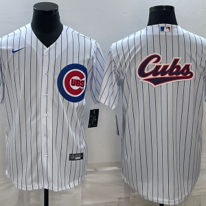 Men Chicago Cubs White Team Big Logo Cool Base Stitched Jersey