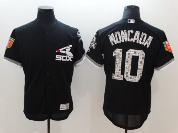 Men Chicago White Sox #10 Yoan Moncada Black 2018 Spring Training Flexbase Stitched MLB Jersey