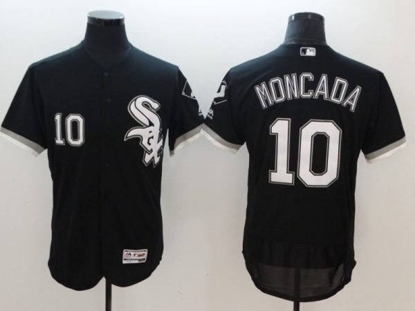 Men Chicago White Sox #10 Yoan Moncada Black Flexbase Stitched MLB Jersey