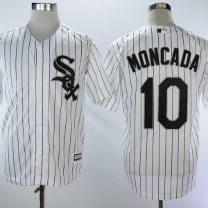 Men Chicago White Sox #10 Yoan Moncada White Cool Base Stitched MLB Jersey