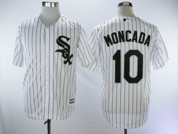 Men Chicago White Sox #10 Yoan Moncada White Cool Base Stitched MLB Jersey