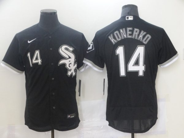 Men Chicago White Sox #14 Paul Konerko Black Flex Base Stitched MLB Jersey