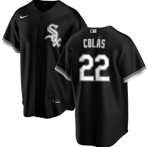 Men Chicago White Sox #22 Oscar Colás Black Cool Base Stitched Jersey