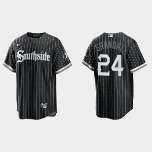 Men Chicago White Sox #24 Yasmani Grandal Black 2021 City Connect Cool Base Stitched MLB Jersey