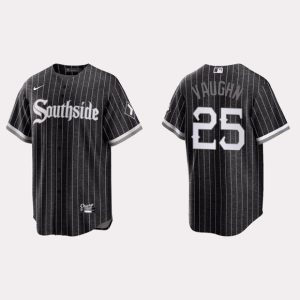 Men Chicago White Sox #25 Andrew Clayton Vaughn Black 2021 City Connect Cool Base Stitched Jersey