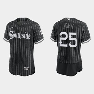 Men Chicago White Sox #25 Tommy John Black 2021 City Connect Replica Flex Base Stitched MLB Jersey