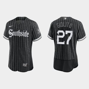 Men Chicago White Sox #27 Lucas Giolito Black 2021 City Connect Replica Flex Base Stitched MLB Jersey