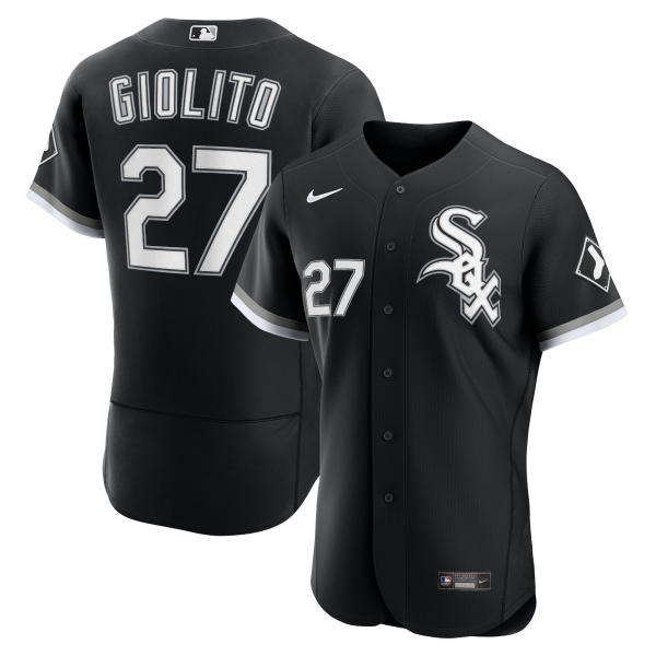 Men Chicago White Sox #27 Lucas Giolito Black Flex Base Stitched Jersey