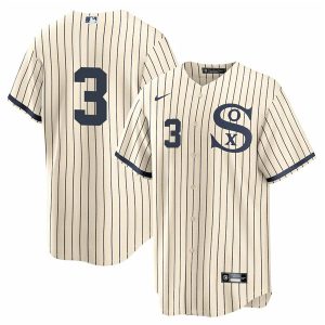 Men Chicago White Sox #3 Harold Baines 2021 Cream/Navy Field of Dreams Cool Base Stitched Jersey