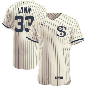 Men Chicago White Sox #33 Lance Lynn 2021 Cream/Navy Field of Dreams Name&Number Flex Base Stitched Jersey