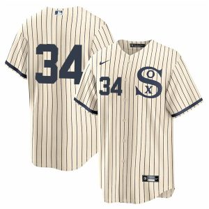 Men Chicago White Sox #34 Michael Kopech 2021 Cream/Navy Field of Dreams Cool Base Stitched Jersey