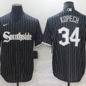 Men Chicago White Sox #34 Michael Kopech Black 2021 City Connect Cool Base Stitched MLB Jersey