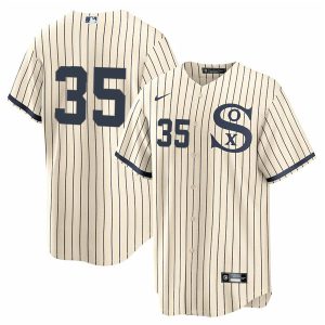 Men Chicago White Sox #35 Frank Thomas 2021 Cream/Navy Field of Dreams Cool Base Stitched Jersey