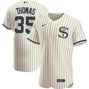 Men Chicago White Sox #35 Frank Thomas 2021 Cream/Navy Field of Dreams Name&Number Flex Base Stitched Jersey