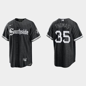 Men Chicago White Sox #35 Frank Thomas Black 2021 City Connect Cool Base Stitched MLB Jersey