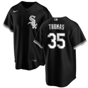 Men Chicago White Sox #35 Frank Thomas Black Cool Base Stitched Jersey