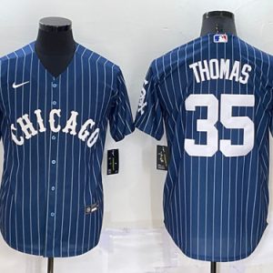 Men Chicago White Sox #35 Frank Thomas Navy Cool Base Stitched Jersey