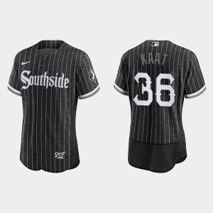 Men Chicago White Sox #36 Jim Kaat Black 2021 City Connect Replica Flex Base Stitched MLB Jersey