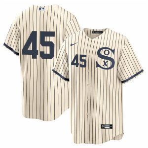 Men Chicago White Sox #45 Michael Jordan 2021 Cream/Navy Field of Dreams Cool Base Stitched Jersey