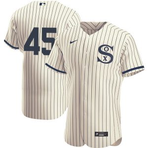 Men Chicago White Sox #45 Michael Jordan 2021 Cream/Navy Field of Dreams Flex Base Stitched Jersey