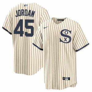 Men Chicago White Sox #45 Michael Jordan 2021 Cream/Navy Name&Number Field of Dreams Cool Base Stitched Jersey