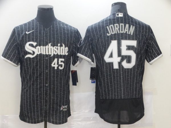 Men Chicago White Sox #45 Michael Jordan Black 2021 City Connect Replica Flex Base Stitched MLB Jersey