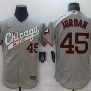 Men Chicago White Sox #45 Michael Jordan Grey Flex Base Stitched MLB Jersey