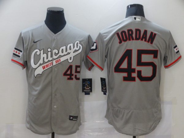 Men Chicago White Sox #45 Michael Jordan Grey Flex Base Stitched MLB Jersey