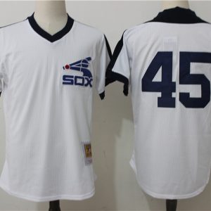 Men Chicago White Sox #45 Michael Jordan Mitchell & Ness White Cooperstown Mesh Batting Practice Stitched MLB Jersey