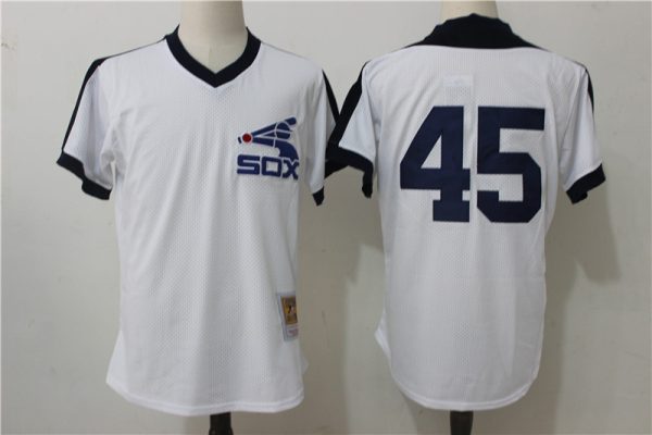 Men Chicago White Sox #45 Michael Jordan Mitchell & Ness White Cooperstown Mesh Batting Practice Stitched MLB Jersey