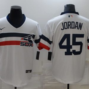 Men Chicago White Sox #45 Michael Jordan White Cool Base Stitched Jersey