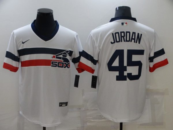 Men Chicago White Sox #45 Michael Jordan White Cool Base Stitched Jersey