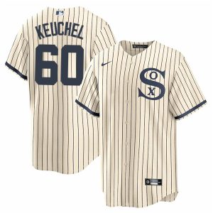 Men Chicago White Sox #60 Dallas Keuchel 2021 Cream/Navy Name&Number Field of Dreams Cool Base Stitched Jersey