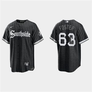 Men Chicago White Sox #63 Matt Foster Black 2021 City Connect Cool Base Stitched MLB Jersey