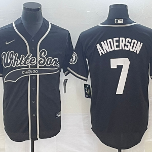 Men Chicago White Sox #7 Tim Anderson Black Cool Base Stitched Jersey