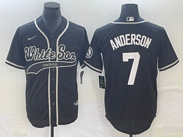 Men Chicago White Sox #7 Tim Anderson Black Cool Base Stitched Jersey