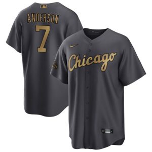 Men Chicago White Sox #7 Tim Anderson Charcoal 2022 All-Star Cool Base Stitched Baseball Jersey